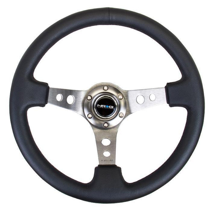 350mm 3 in. Deep Dish Leather Grip Steering Wheel<br>Universal