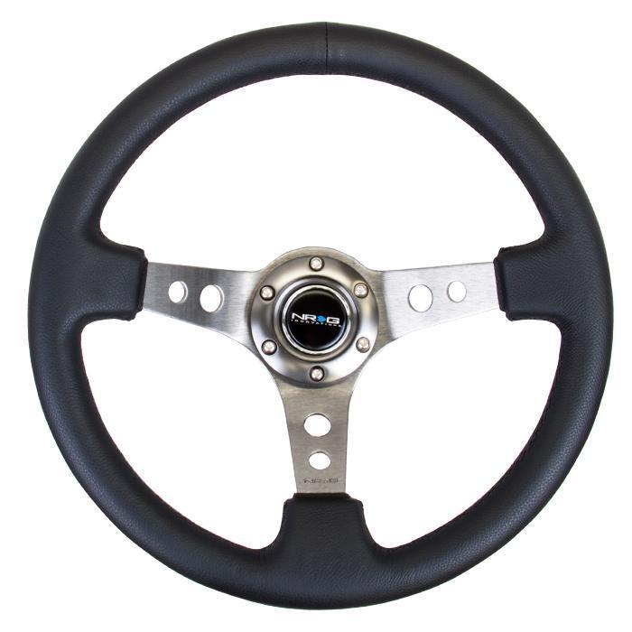 350mm 3 in. Deep Dish Leather Grip Steering Wheel<br>Universal