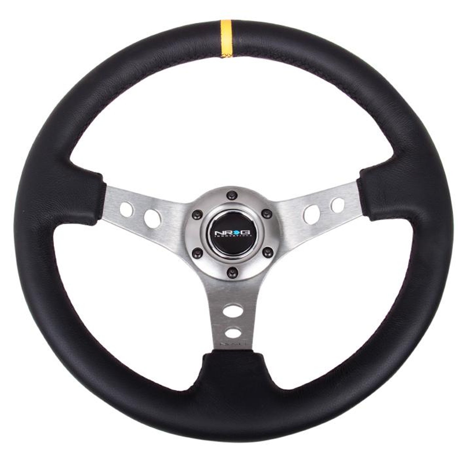 350mm 3 in. Deep Dish Leather Grip Steering Wheel<br>Universal