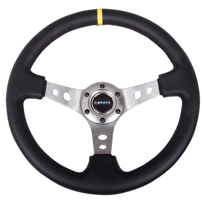 350mm 3 in. Deep Dish Leather Grip Steering Wheel<br>Universal