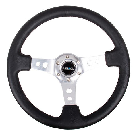 350mm 3 in. Deep Dish Leather Grip Steering Wheel<br>Universal