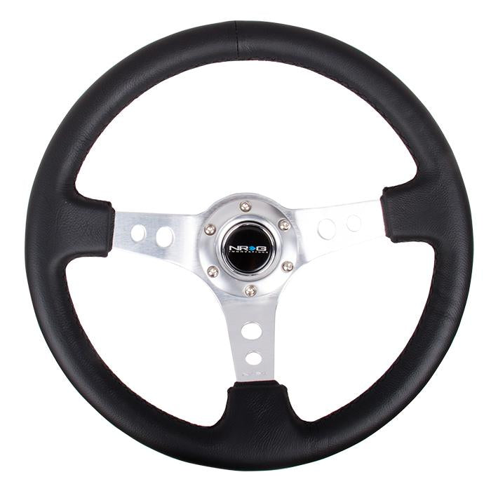 350mm 3 in. Deep Dish Leather Grip Steering Wheel<br>Universal