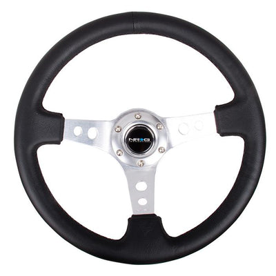 350mm 3 in. Deep Dish Leather Grip Steering Wheel<br>Universal