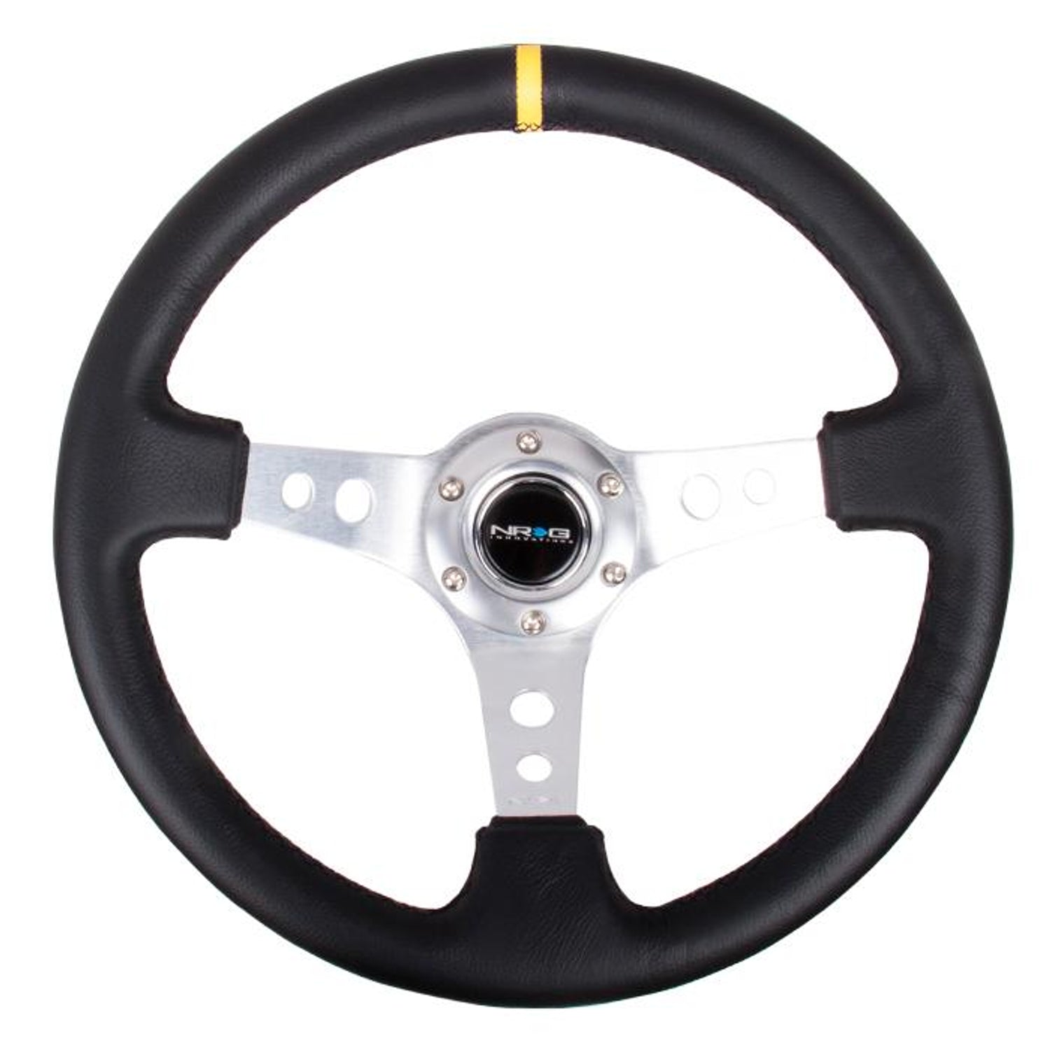 350mm 3 in. Deep Dish Leather Grip Steering Wheel<br>Universal