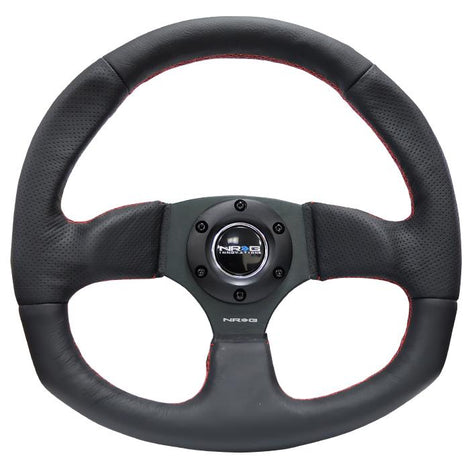 320mm Flat Bottom Leather Grip Steering Wheel<br>Universal