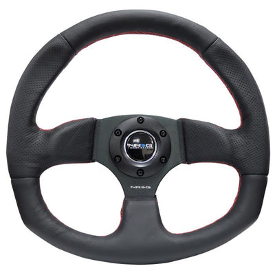 320mm Flat Bottom Leather Grip Steering Wheel<br>Universal