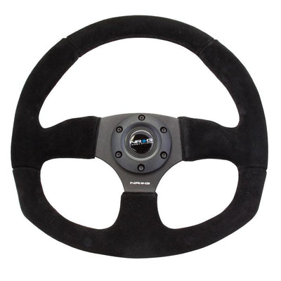 320mm Flat Bottom Suede Grip Steering Wheel<br>Universal