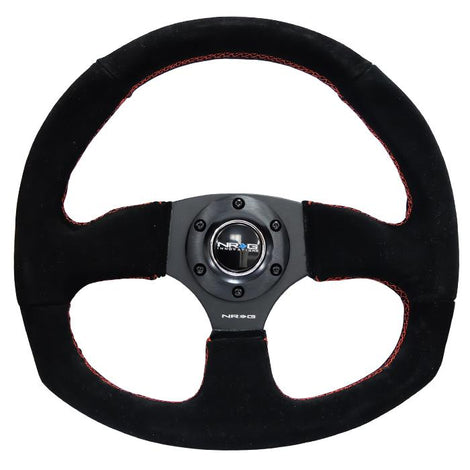 320mm Flat Bottom Suede Grip Steering Wheel<br>Universal