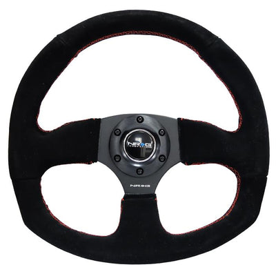320mm Flat Bottom Suede Grip Steering Wheel<br>Universal