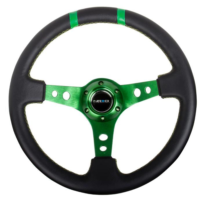 350mm 3 in. Deep Dish Leather Grip Steering Wheel<br>Universal