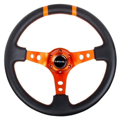 350mm 3 in. Deep Dish Leather Grip Steering Wheel<br>Universal