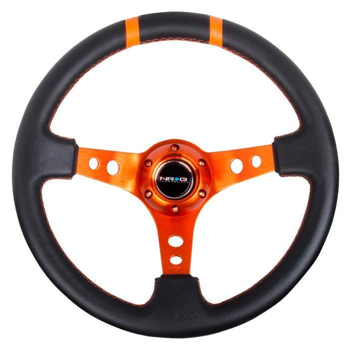 350mm 3 in. Deep Dish Leather Grip Steering Wheel<br>Universal