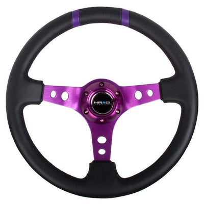 350mm 3 in. Deep Dish Leather Grip Steering Wheel<br>Universal