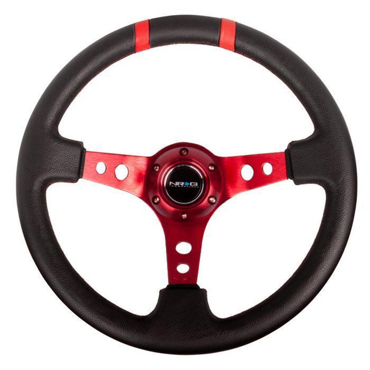 350mm 3 in. Deep Dish Leather Grip Steering Wheel<br>Universal