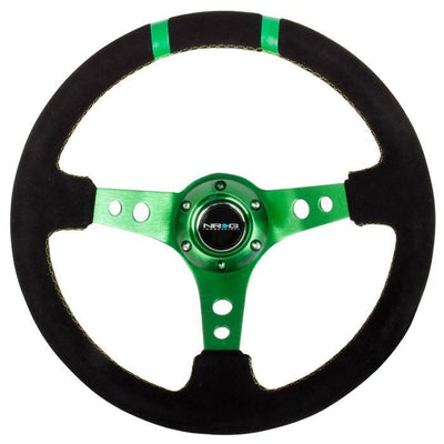350mm 3 in. Deep Dish Suede Grip Steering Wheel<br>Universal