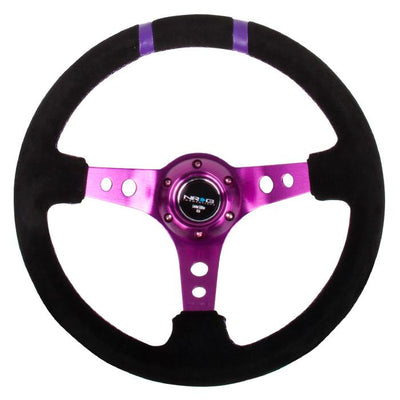 350mm 3 in. Deep Dish Suede Grip Steering Wheel<br>Universal