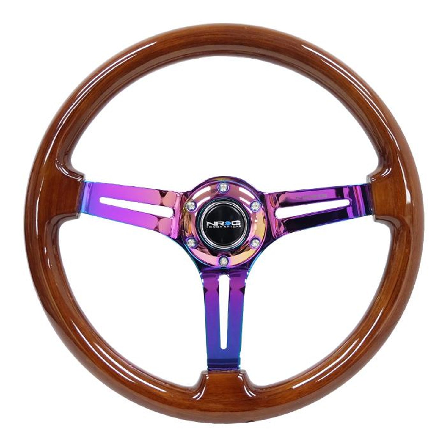 350mm 3 in. Deep Dish Colored Wood Grip Steering Wheel<br>Universal