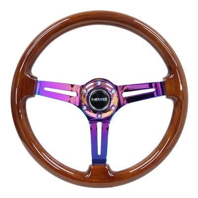 350mm 3 in. Deep Dish Colored Wood Grip Steering Wheel<br>Universal