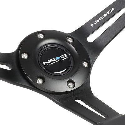 350mm 3 in. Deep Dish Leather Grip Steering Wheel<br>Fits w/ Hubs 6-Bolt X 70mm Bolt Pattern