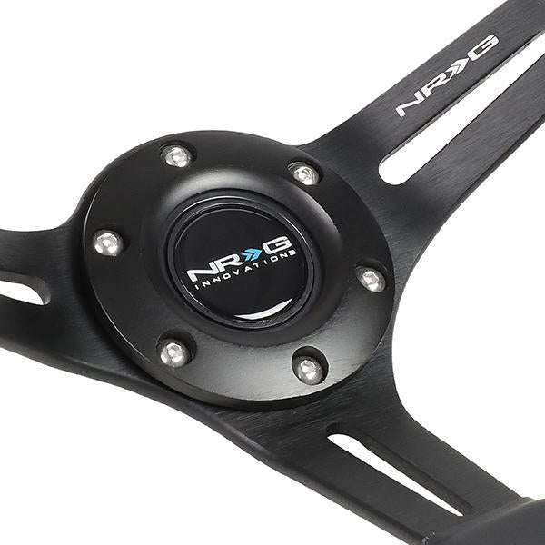 350mm 3 in. Deep Dish Leather Grip Steering Wheel<br>Fits w/ Hubs 6-Bolt X 70mm Bolt Pattern