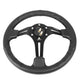 350mm 3 in. Deep Dish Leather Grip Steering Wheel<br>Fits w/ Hubs 6-Bolt X 70mm Bolt Pattern
