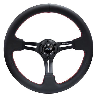 350mm 3 in. Deep Dish Leather Grip Steering Wheel<br>Universal