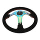 NRG Innovations - Steering Wheel - 350mm Diameter 3 Deep Dish - Neo Chrome Spoke Suede W Red Stitch - 5