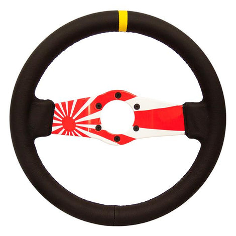 310mm 1.5 in. Deep Dish Leather Grip Steering Wheel<br>Universal