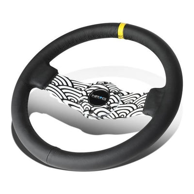310mm 1.5 in. Deep Dish Leather Grip Steering Wheel<br>Fits w/ Hubs 6-Bolt X 70mm Bolt Pattern