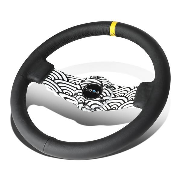 310mm 1.5 in. Deep Dish Leather Grip Steering Wheel<br>Fits w/ Hubs 6-Bolt X 70mm Bolt Pattern