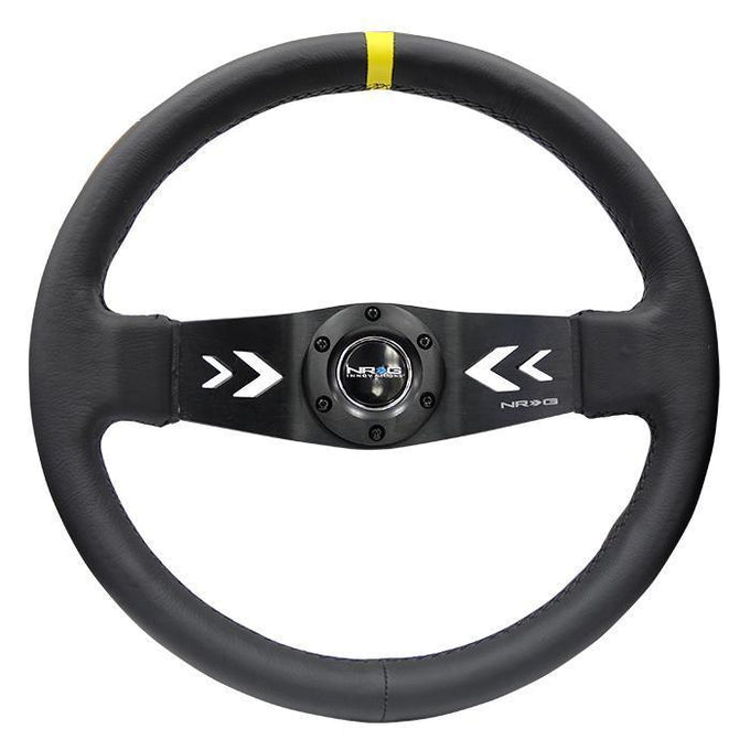 350mm 3 in. Deep Dish Leather Grip Steering Wheel<br>Universal