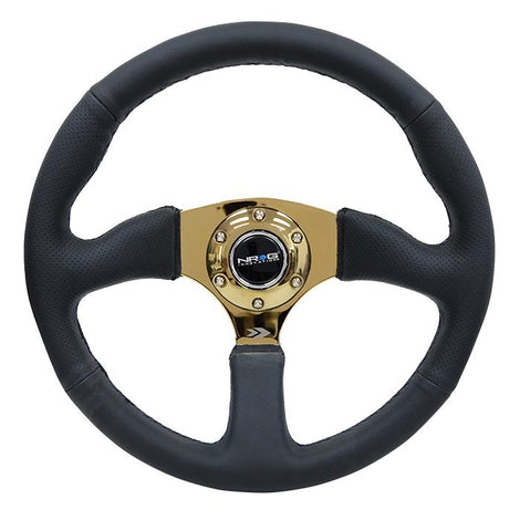 350mm 2.5 in. Deep Dish Leather Grip Steering Wheel<br>Universal