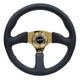 350mm 2.5 in. Deep Dish Leather Grip Steering Wheel<br>Universal