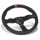 NRG Innovations - Steering Wheel - 350mm Diameter 2.5 Deep Dish - Leather Blue Red Center Mark - 1