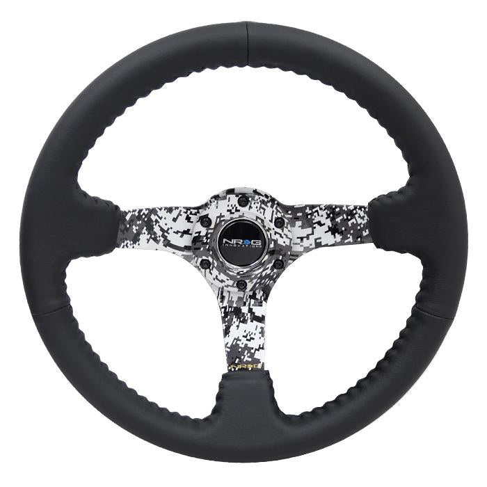 350mm 3 in. Deep Dish Leather Grip Steering Wheel<br>Universal