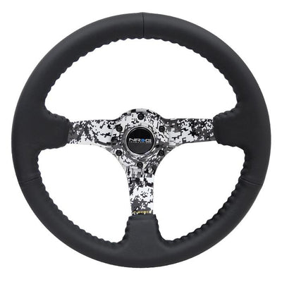 350mm 3 in. Deep Dish Leather Grip Steering Wheel<br>Universal