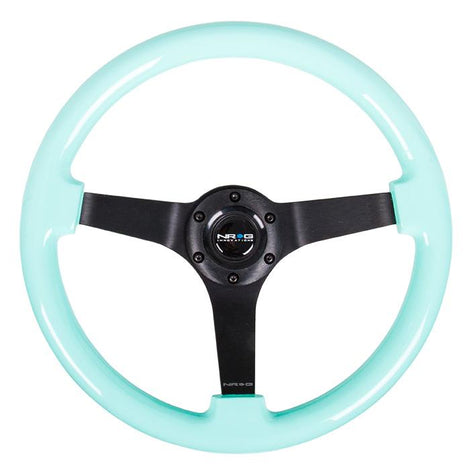350mm 3 in. Deep Dish Mint Fresh Wood Grain Steering Wheel<br>Universal