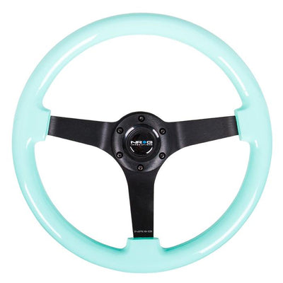 350mm 3 in. Deep Dish Mint Fresh Wood Grain Steering Wheel<br>Universal