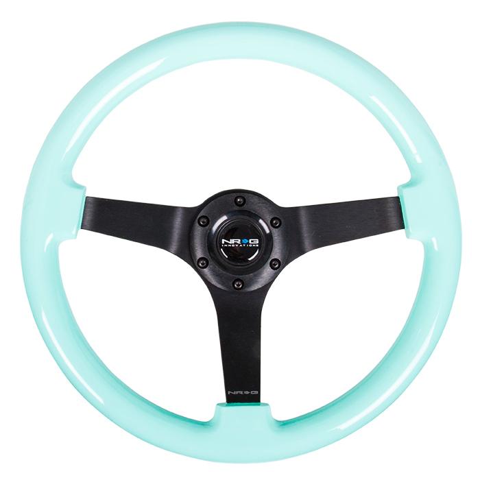 350mm 3 in. Deep Dish Mint Fresh Wood Grain Steering Wheel<br>Universal