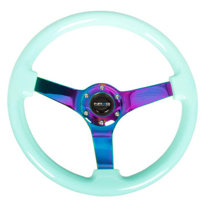 350mm 3 in. Deep Dish Mint Fresh Wood Grain Steering Wheel<br>Universal