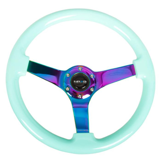 350mm 3 in. Deep Dish Mint Fresh Wood Grain Steering Wheel<br>Universal