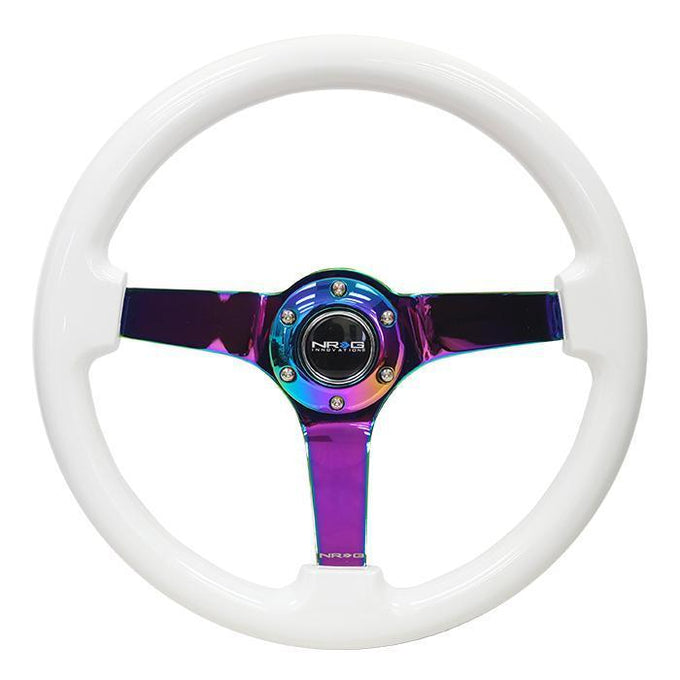 350mm 3 in. Deep Dish White Wood Grain Steering Wheel<br>Universal