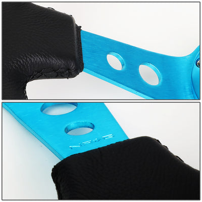 NRG Innovations - Steering Wheel - 350mm Diameter 3 Deep Dish - New Blue Spoke Leather Grip W Center Mark - 4