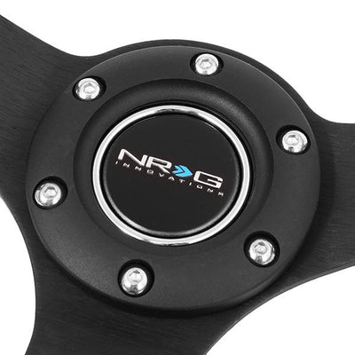 Nrg Innovations - 350mm Steering Wheel - 3Deep Dish - Red Leather Grip Yellow Stitch - 2