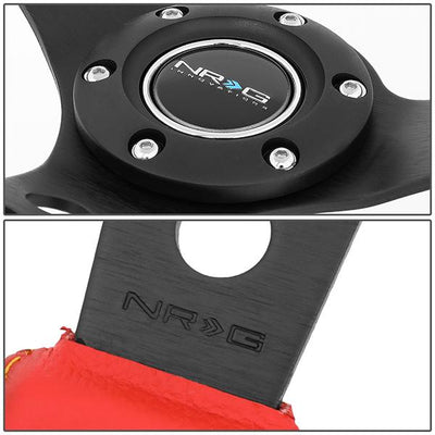 Nrg Innovations - 350mm Steering Wheel - 3Deep Dish - Red Leather Grip - 4