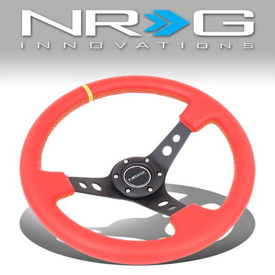 Nrg Innovations - 350mm Steering Wheel - 3Deep Dish - Red Leather Grip - 1