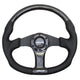 350mm Flat Bottom Carbon Fiber+Leather Grip Steering Wheel<br>Universal