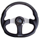 350mm Flat Bottom Carbon Fiber+Leather Grip Steering Wheel<br>Universal