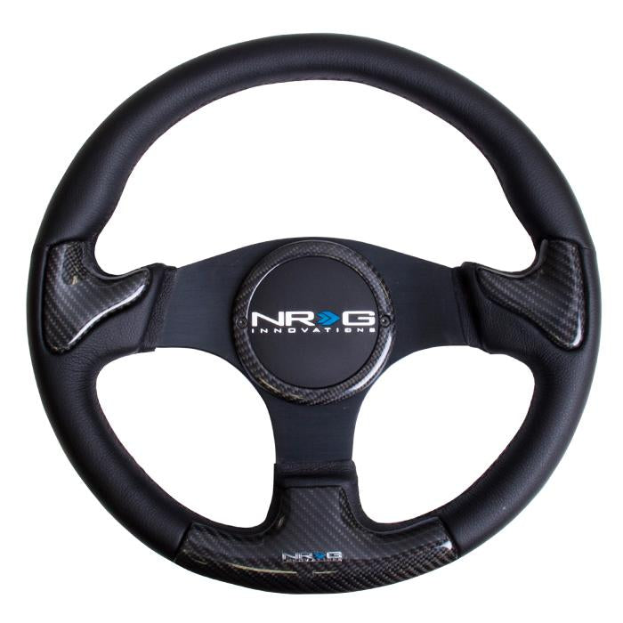 350mm Leather+Carbon Fiber Trim Steering Wheel<br>Universal