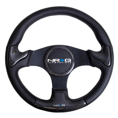 350mm Leather+Carbon Fiber Trim Steering Wheel<br>Universal